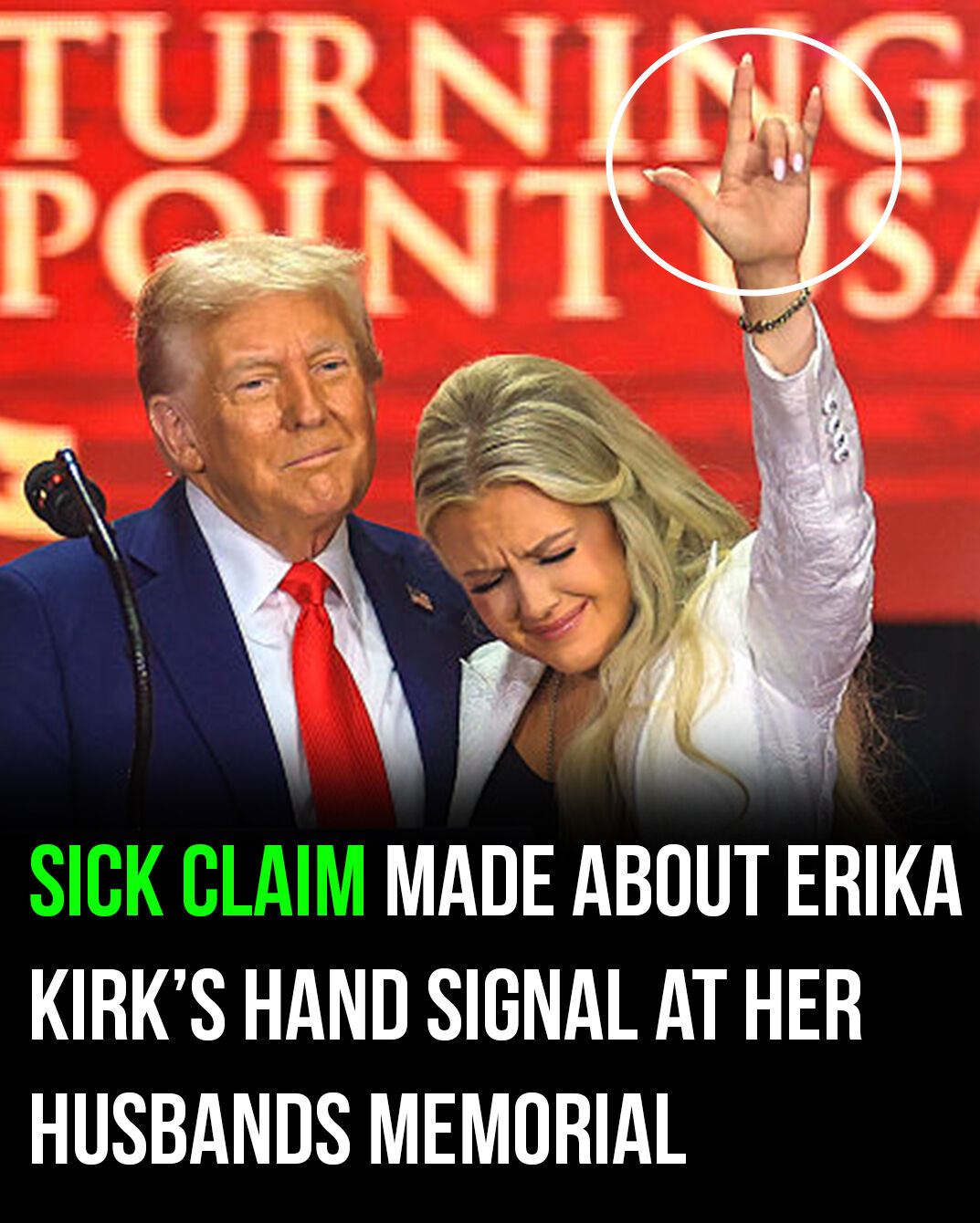 Sick claim made about Erika Kirk’s hand signal at her husband’s memorial