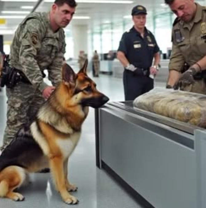 The police dog, seeing this bag at the airport, began to whine and look at the border guard