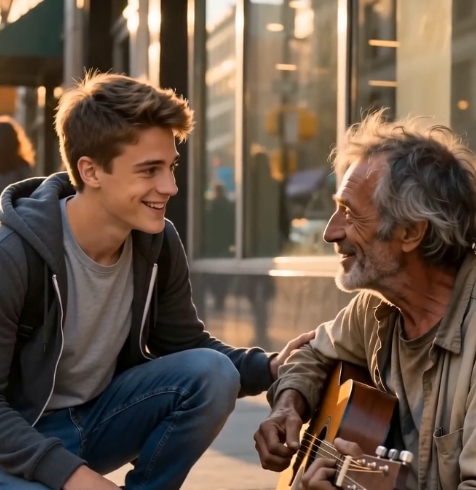Everyone Walked Past the Homeless Musician—Until One Young Man Stopped